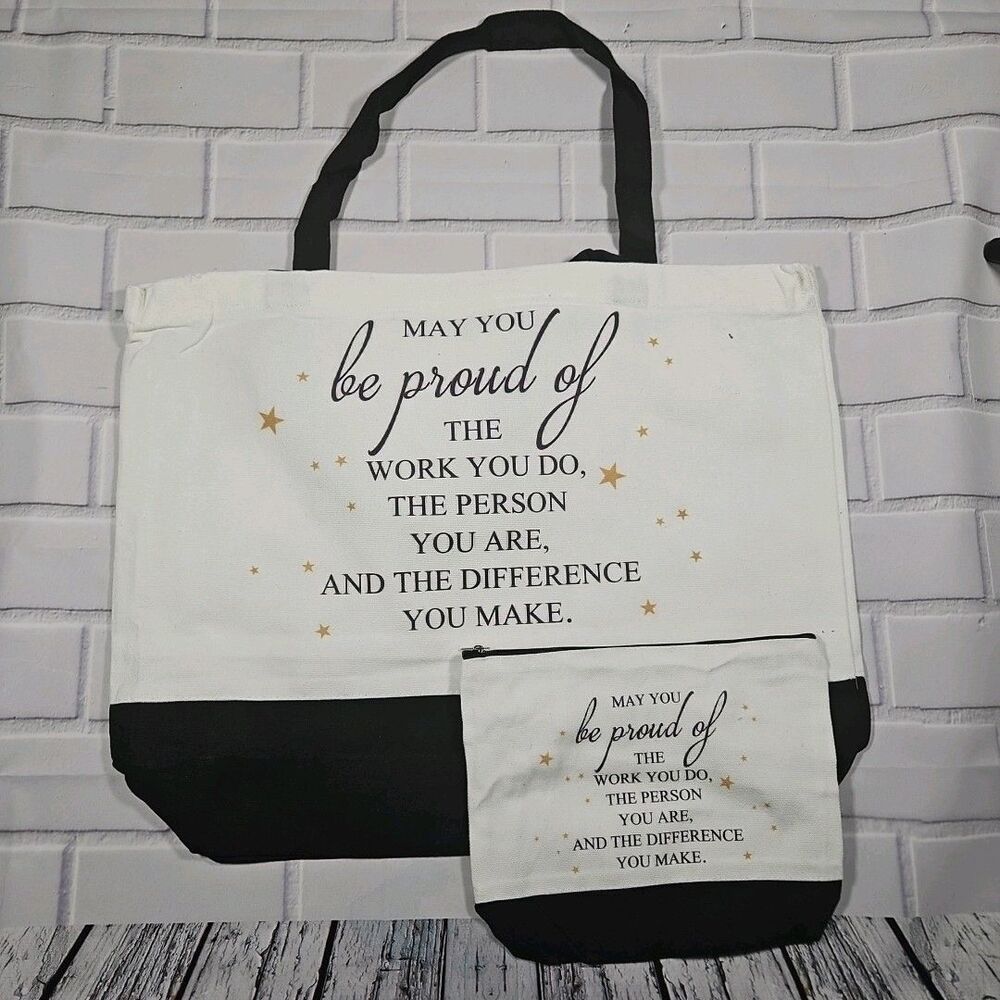 large size tote inspirational gift quote bag. matching mini bag canvas tote bag